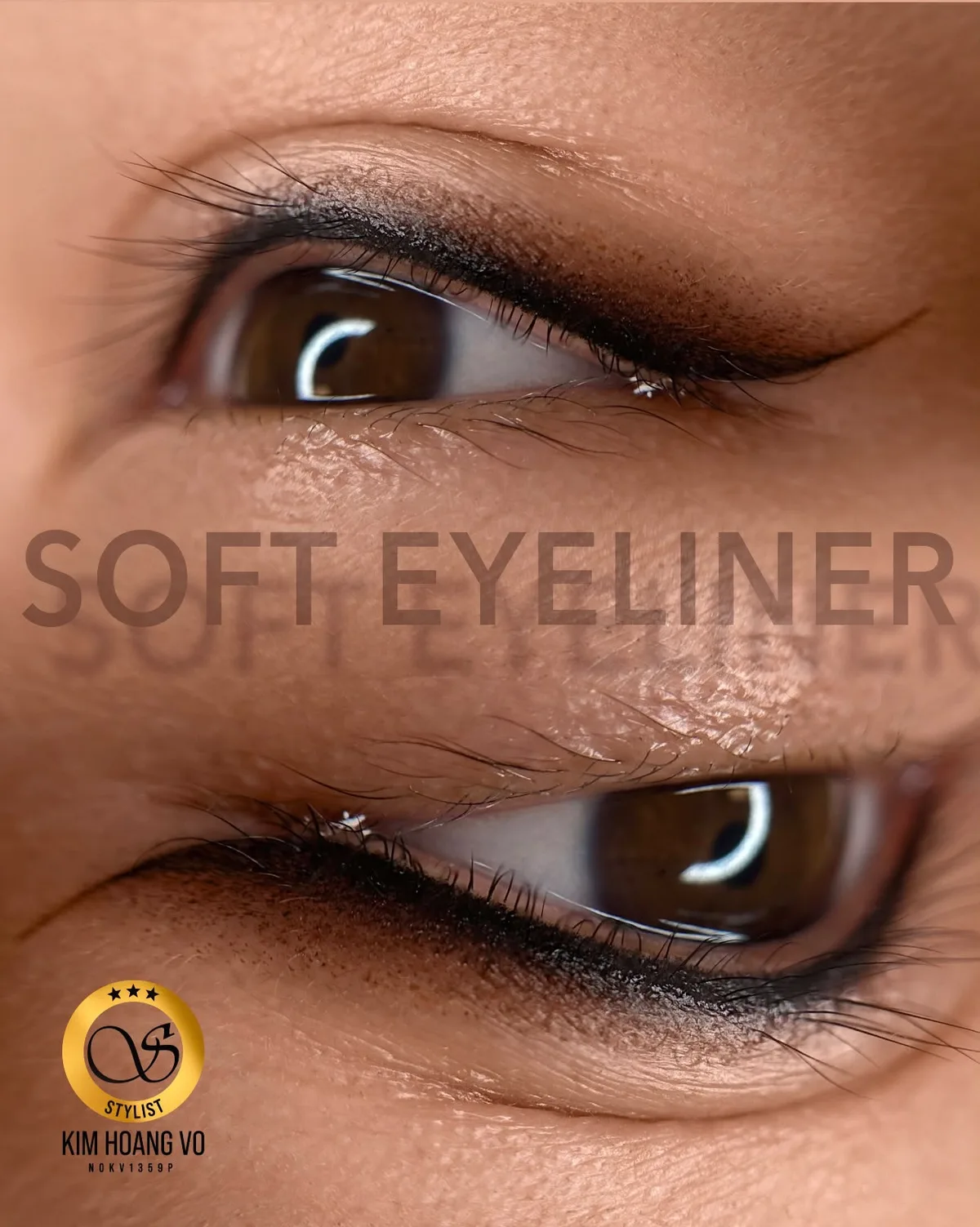 Soft Eyeliner Ergebnis, weich schattierte Pigmentierung am Auge